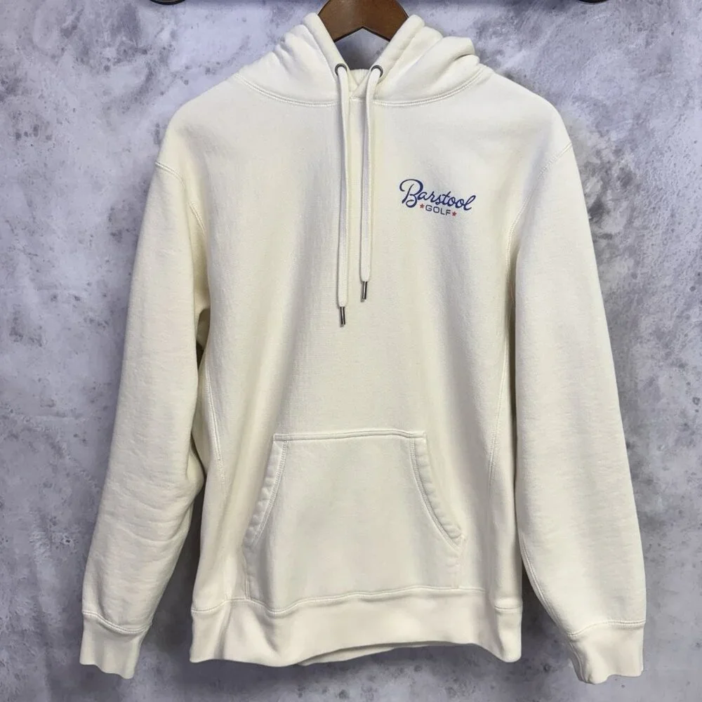 Barstool Golf Hoodie Sweatshirt Mens Medium Cream Independent Trading Co Brand - Picture 1 of 11